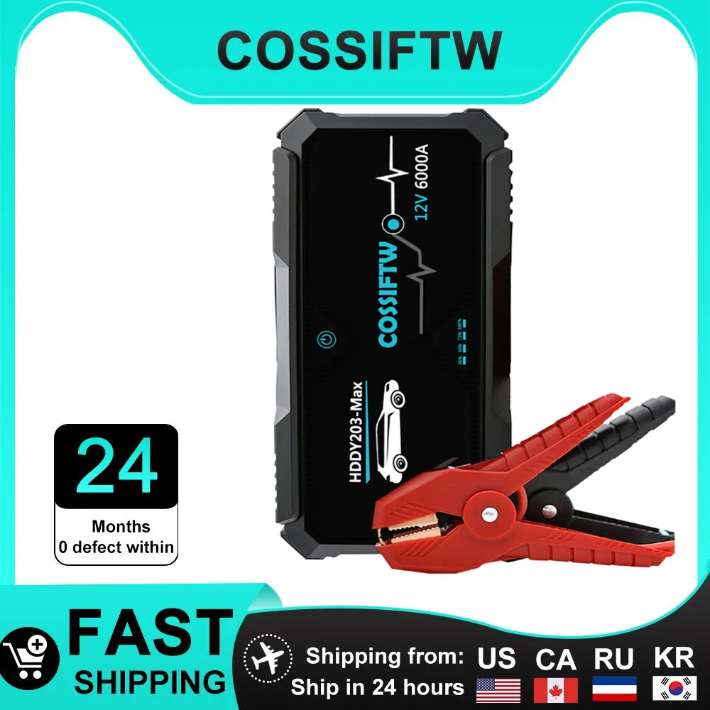 COSSIFTW 6000A Peak 30000mAh Up to All Gas or 12.8L Diesel Engine 12V Battery Jump Start for Car Booster