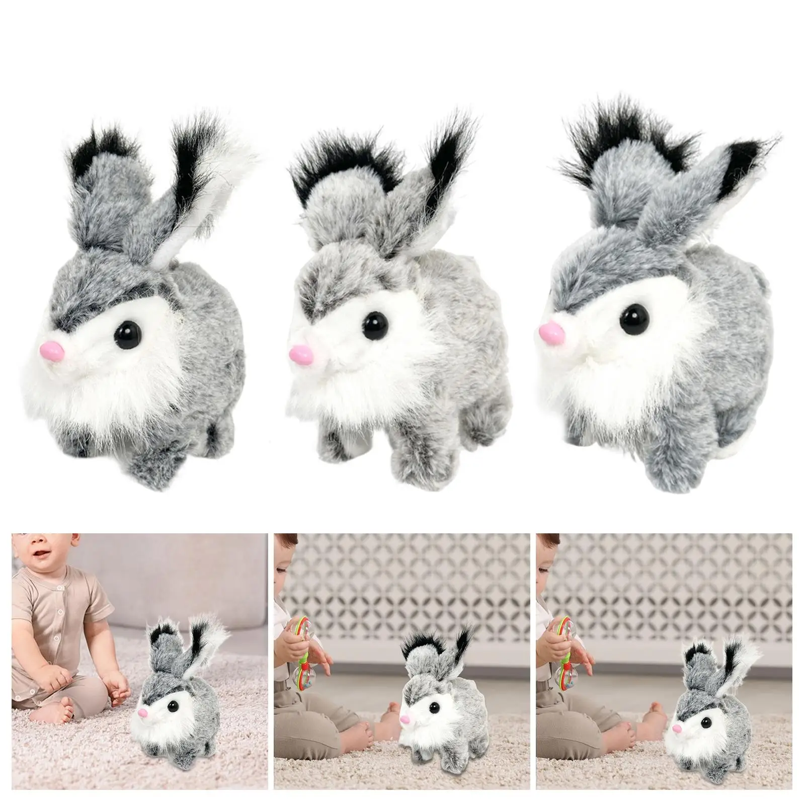 Pluche Bunny Speelgoed Konijn Interactief Elektronisch Huisdier Draagbaar Realistisch Schattig Wandelen Wiebelen Oren voor Kinderen Geschenken