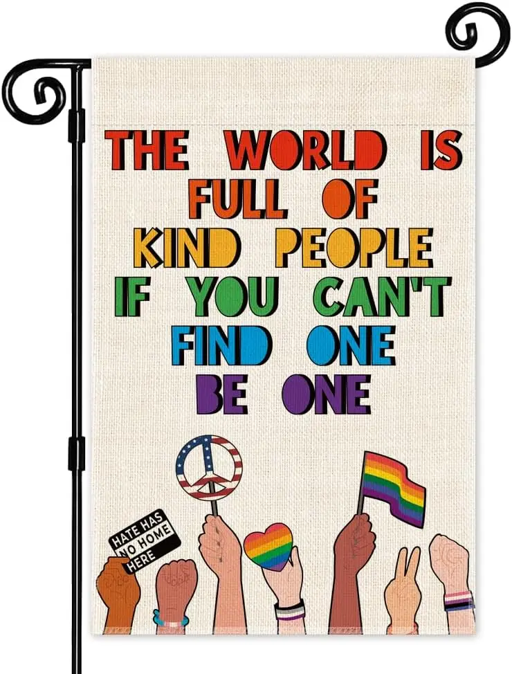 The World is Full Of Kind People Garden Flag, 12 X 18 Inch Double Sided Yard Outdoor Farmhouse Lawn Porch Decor Flag, Equali yyi