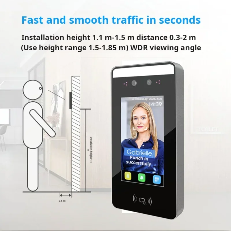 Dynamic Facial Recognition Attendance Access Control Machine IC Card Waterproof Facial Recognition End Point Machine  DF45C-TH-W