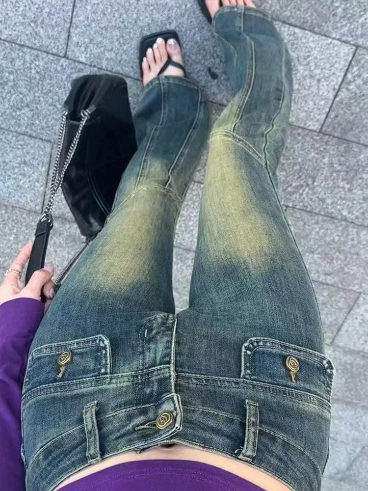 Retro High Waist Bell Bottom Jeans Women\'s New 2025 Spring Autumn Slimming Fashionable Long Cotton Stretch Denim