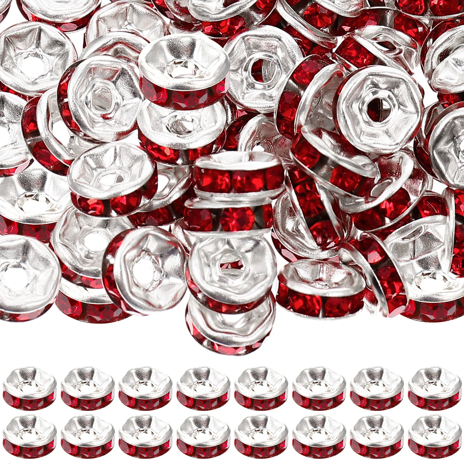 

200Pcs Alloy Rhinestone Spacer Beads DIY Jewelry Making Findings Craft Accessories Loose Beads Charms for Bracelets