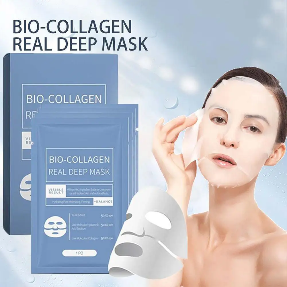 4Pcs/Box Bio-Collagen Real Deep Mask Night Moisturizing Mask Firming Nourish Brightening Moisturizing Skin Care