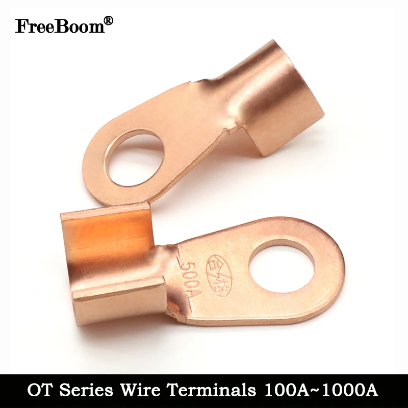 OT Type Wire Terminal100A 150A 200A 250A 300A 400A 500A 600A 800A 1000A  Red Copper Lugs Crimp Open Mouth Cable Connector Splice