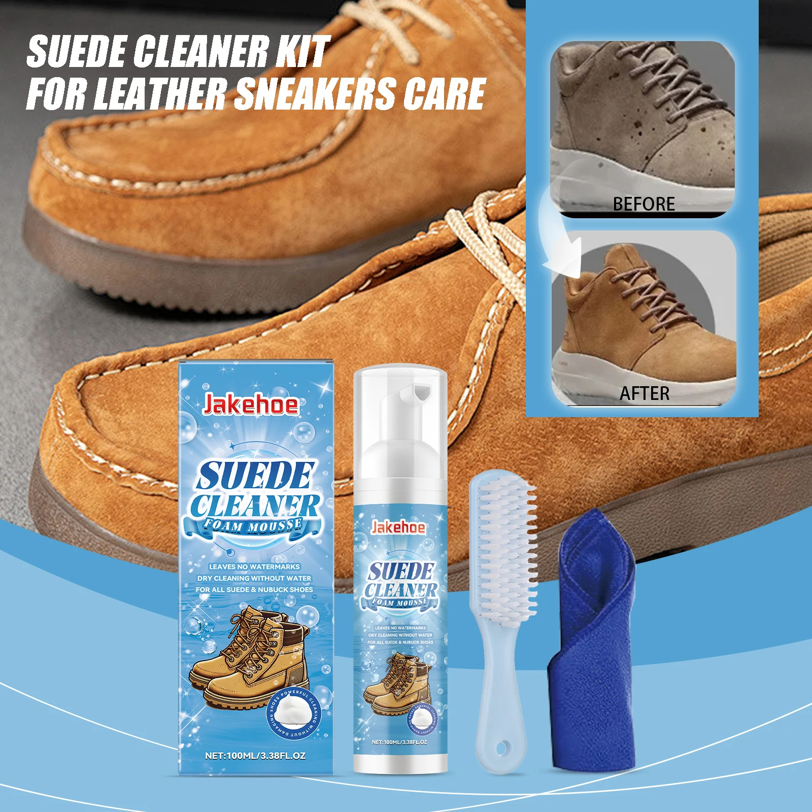 

Suede Cleaner Kit Leather Velvet Knit Boot & Canvas Cleaner No-wash Dry Cleaning Foam Decontamination For Leather Sneakers Care