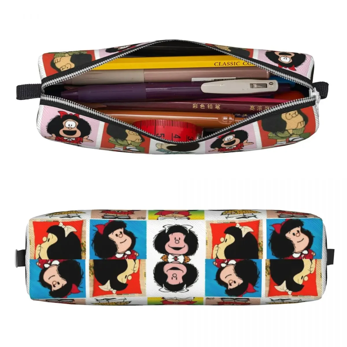 Cute Kawaii Mafalda Pencil Case Cartoon Anime Pencilcases Pen Kids Big Capacity Pencil Bags Students School Zipper Stationery