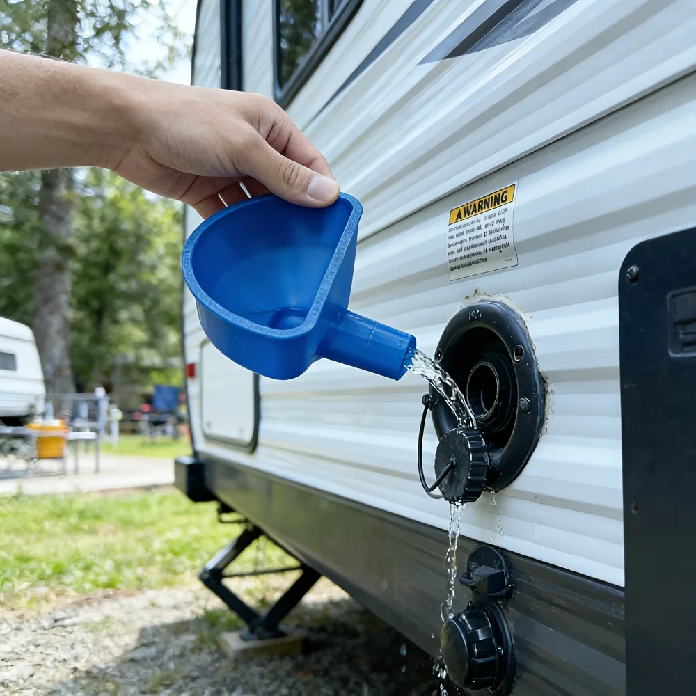

1PC RV Fresh Water Tank Filler Funnel, Easy Install Utility Funnel for RV, Trailer, Camping Accessories