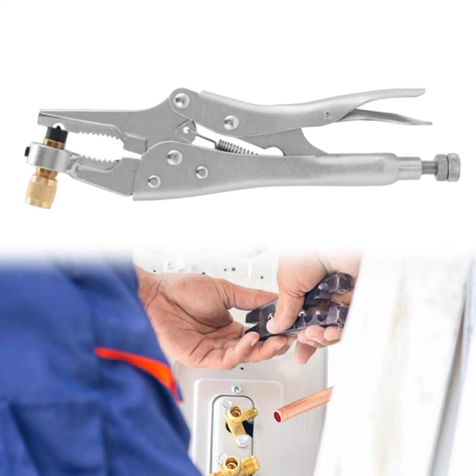 Manual Tool Refrigeration Tube Steel Locking Plier Puncture Air Conditioner Welding Tool