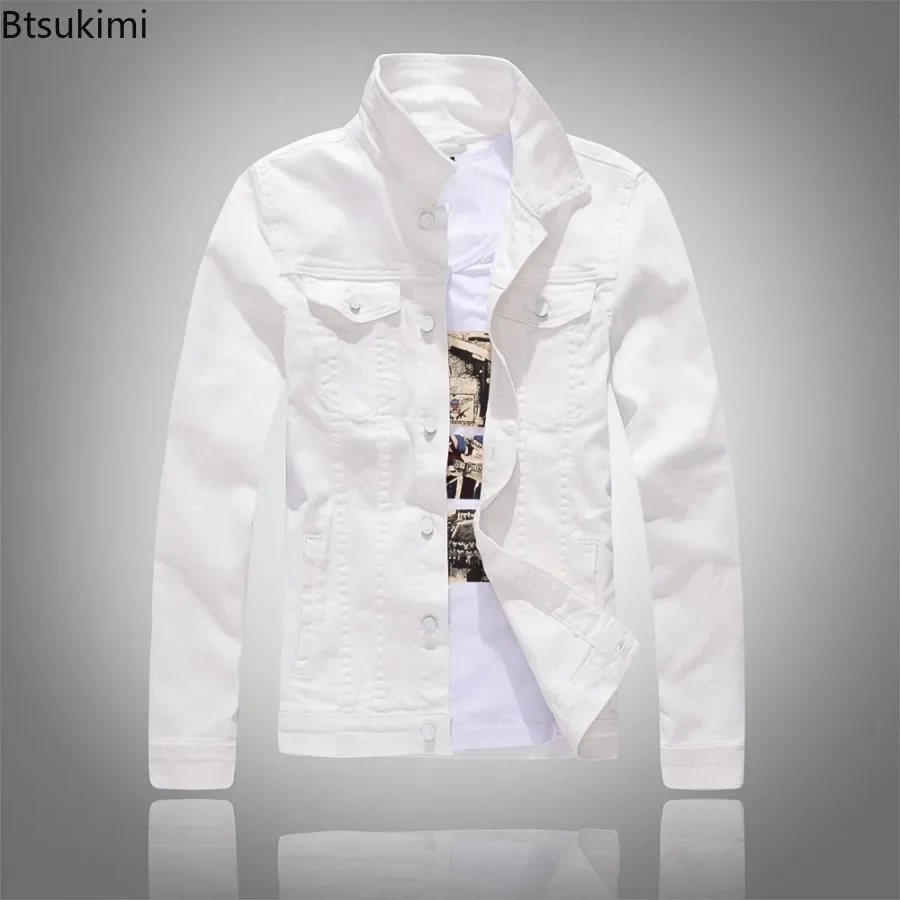 

2025 New Men's Long Sleeve Water Washed Denim Jackets Trend Streetwear Men Korean Style Solid Slim Jean Coats Casual Jacket Male