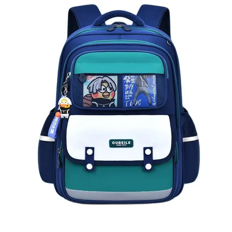 

New Kid Backpack Fashion Card Color Blocking Lightweight Primary High Class School Bag Children Backpack Boy Girl Green Bookbag