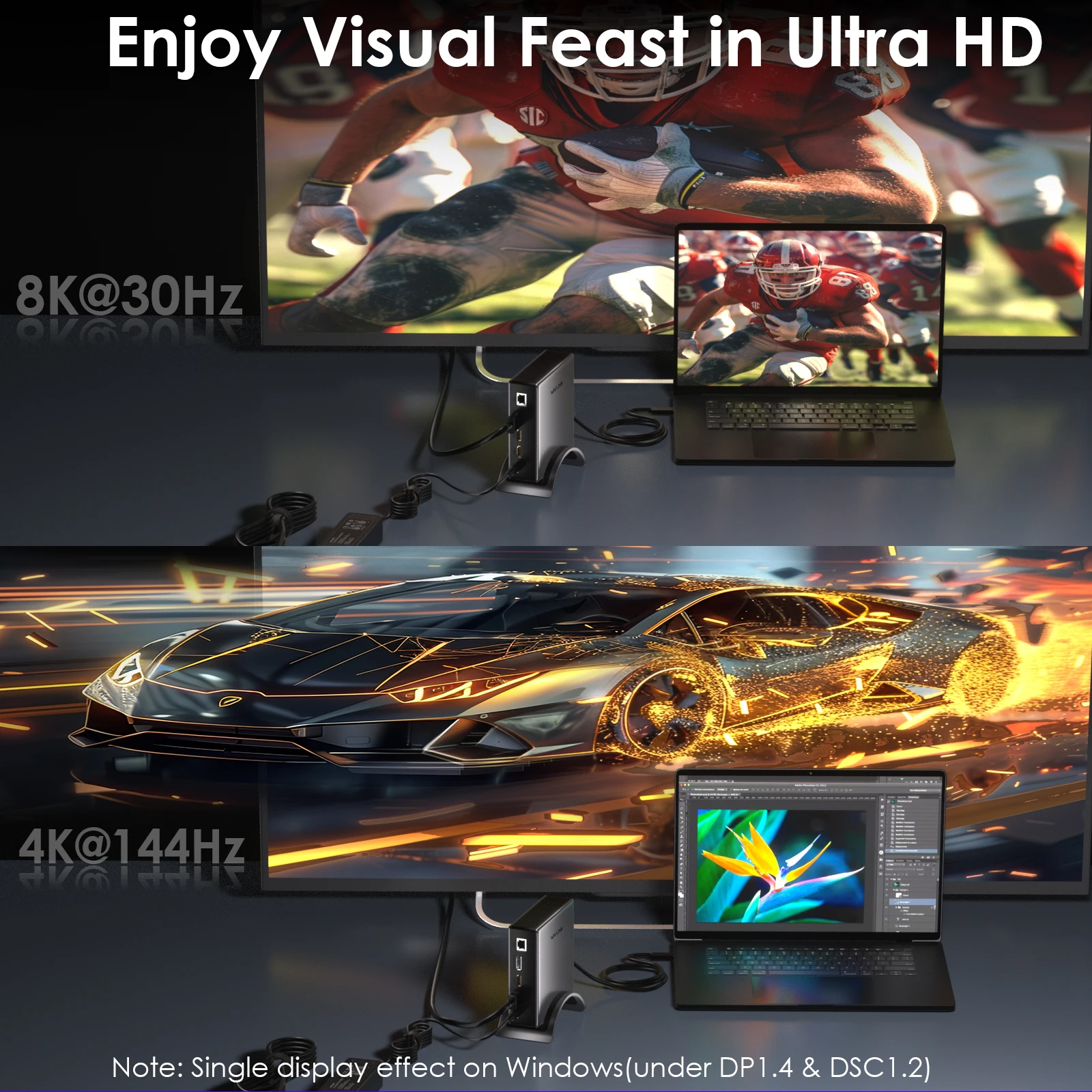 WAVLINK PD3.1 محطة إرساء USB C ثلاثية العرض 125 وات شحن 8K HDMI * 2 8K Displayport RJ45 10G USB-C قفص الاتهام لـ M1/M2/M3 & Win #3