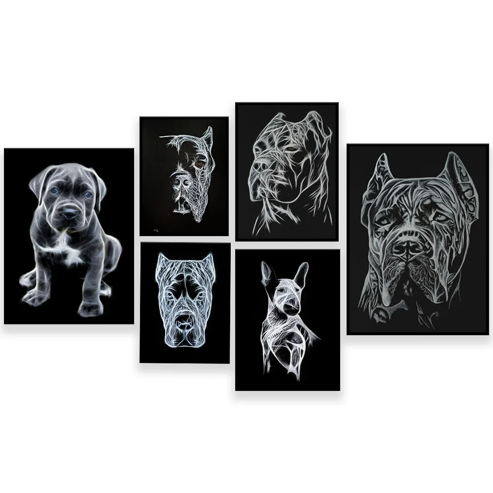 Bullterrier, Cane Corso Pintura Acrílica Impreso Arte Espiritual Moderno Animales, Ilustraciones, Regalos para Amantes de Perros, Retratos de Mascotas