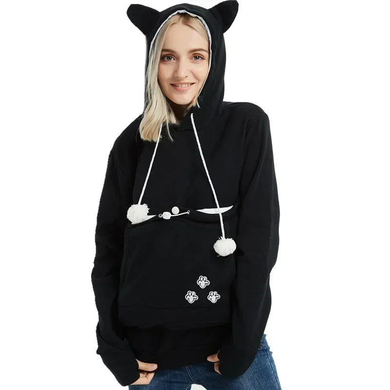 Katzenliebhaber-Hoodies mit Tasche, Hunde-Hoodies für Haustiere, lässige Känguru-Haustierpfoten-Pullover, Kuschel-Sweatshirt mit Tasche, Tierohren-Kapuzenpullover – Detail 2