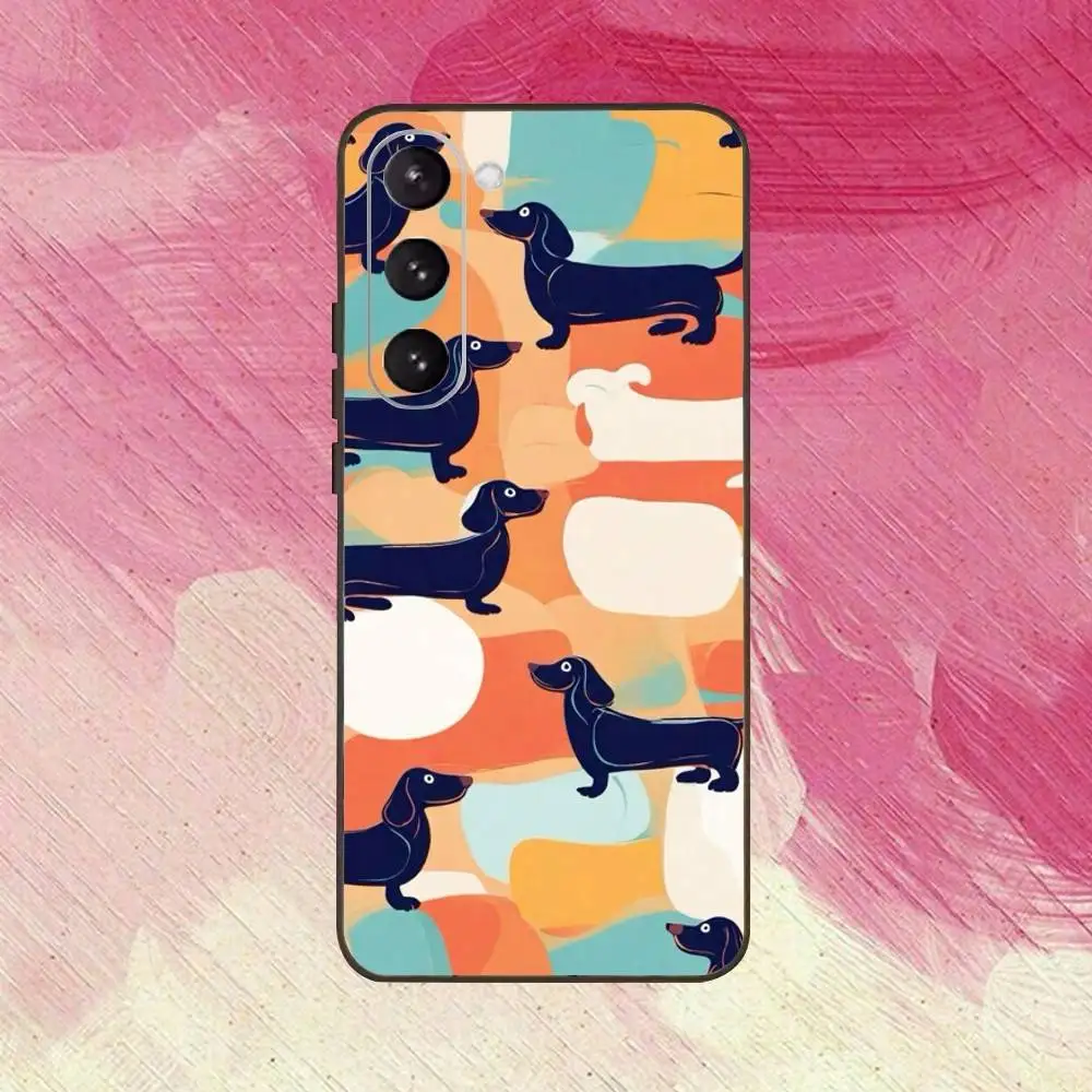 Funda de teléfono con perro salchicha y salchicha para Samsung Galaxy A73,A72,A71,A70,A53,A52,A51, otras fundas negras suaves