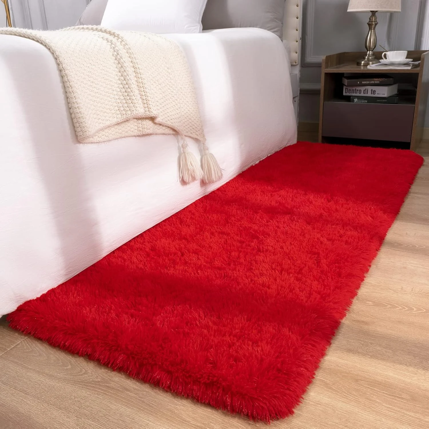 VIKAMA Long Plush Runner Rug Super Soft Fluffy Bedroom Dorm Bedside Carpet Living Room Hallway Mat Home Decoration