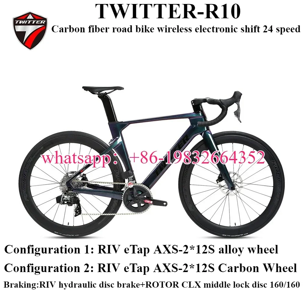

TWITTER R10pro Wireless electronic shifting RIVAL eTap AXS-2X12Speed carbon fiber racing road bike hydraulic disc brake bicycles