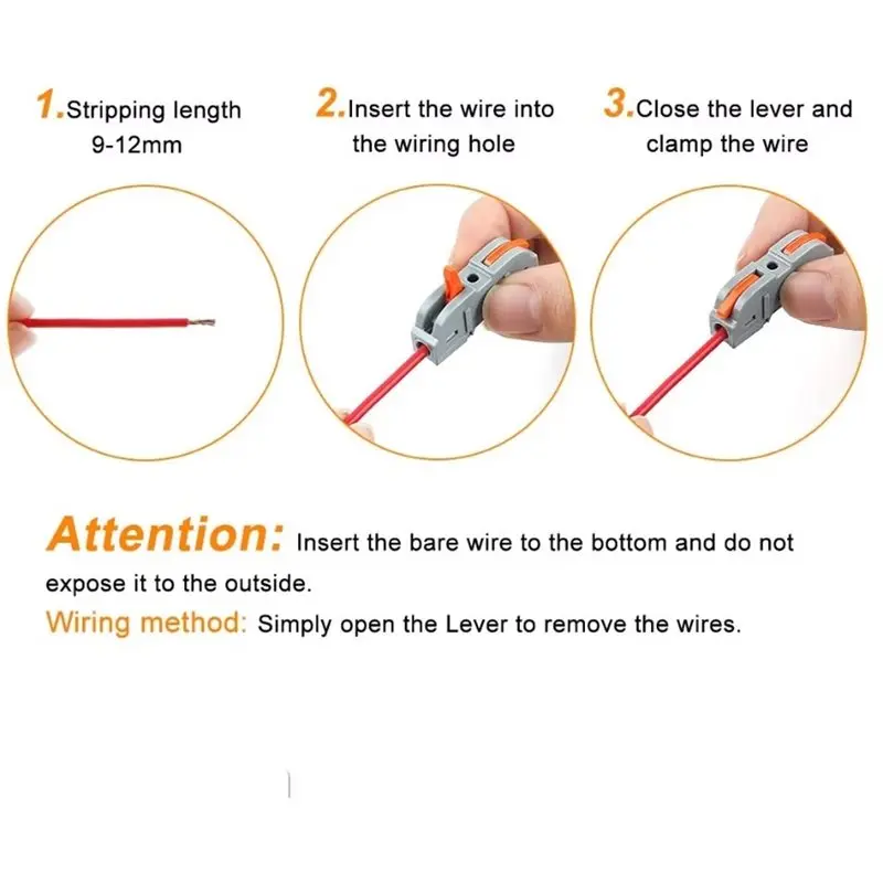 ABVG-Inline Electric Wire Connectors 1 To 1 40PCS Kit Push-In Quick Conductor Compact Splice Terminal Nuts Lever