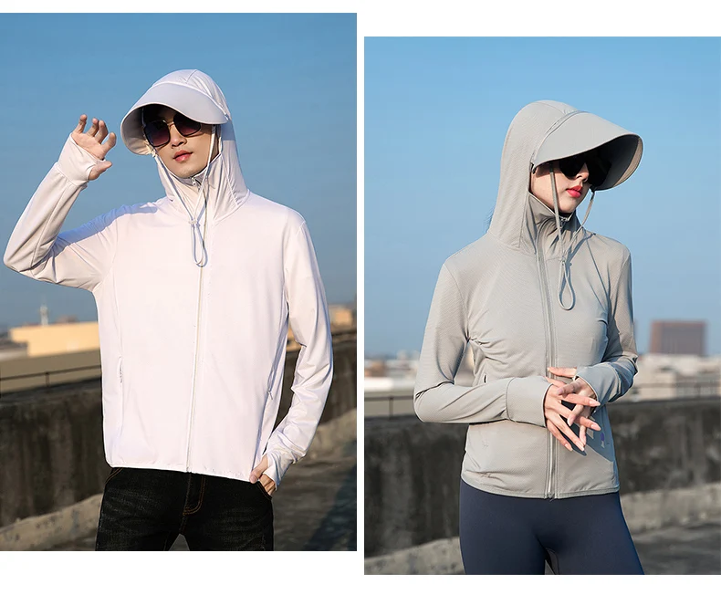  Sommer Dünne Paar Sport Freizeit Sonnenschutz Kleidung Komfortable Hohe Qualität Eis Seide Atmungsaktive Outdoor UV Schutz Mantel – Detail 24