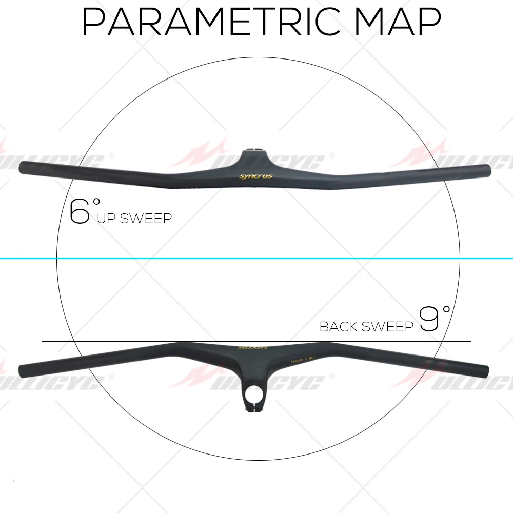 SYNCROS-Integrated Mountain Bike Handlebar, 17D Black Matte, Full Carbon Fibre, 660-800mm, 70-110mm