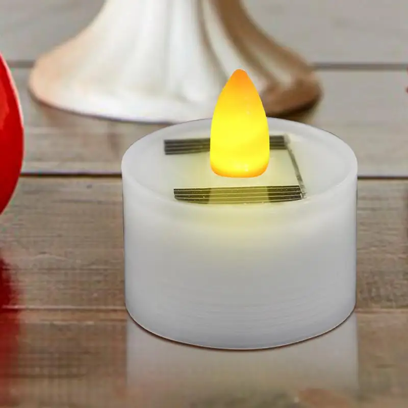 Solar Powered Tea Candles Rechargeable LED Candles Waterproof Flameless Flicker Tea Light Reusable Fake Tealight For Outdoor