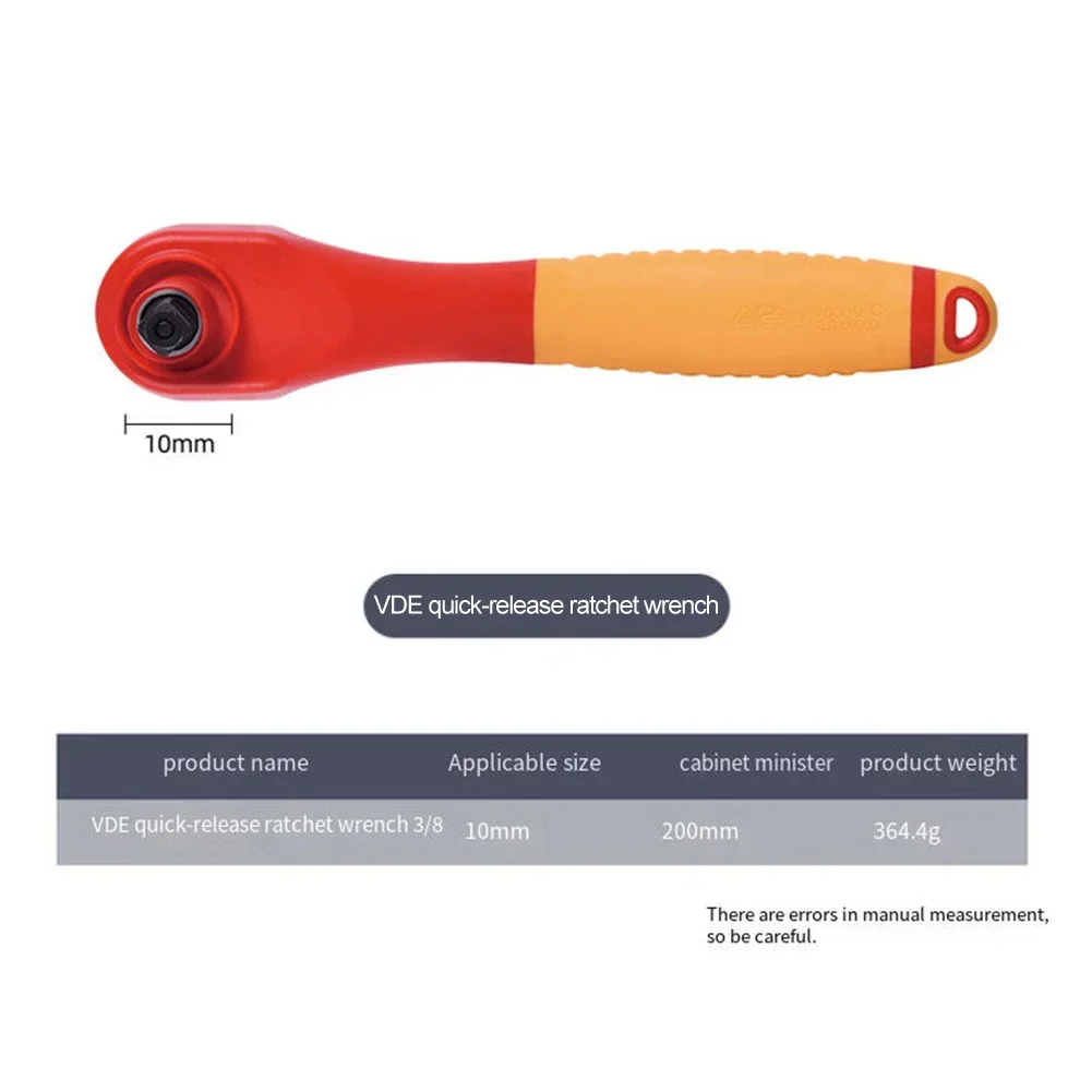 

1000V Safety Tool 3/8" Drive Wrench Pressure-resistant Safety Tool Electric Shock Prevention High Voltage Operation