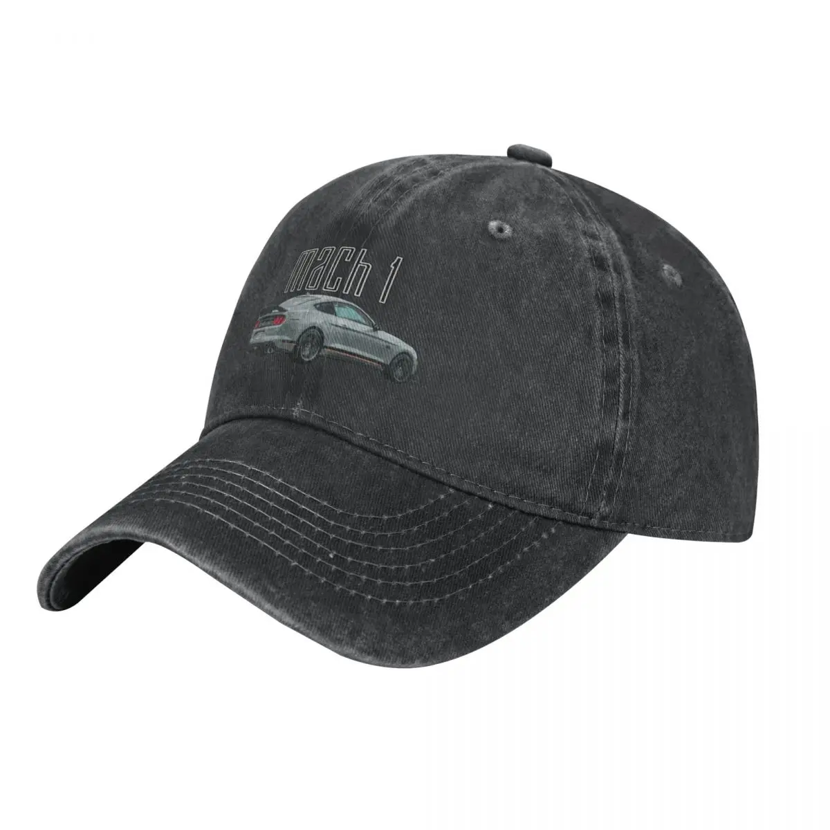 MACH 1 Mustang GT 5.0L V8 Performance Car Fighter Jet Gray Rear Cowboy Hat Snapback Cap Golf Hat Man Boy Women's