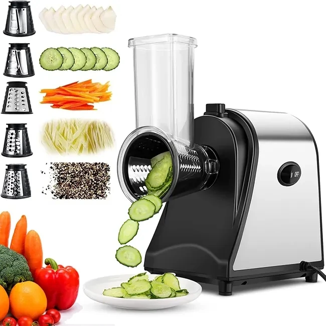 

Home Kitchen Appliances Food Vegetable Slicer Machine Electric Vegetable Cutter Cheese Grater Stainless Steel