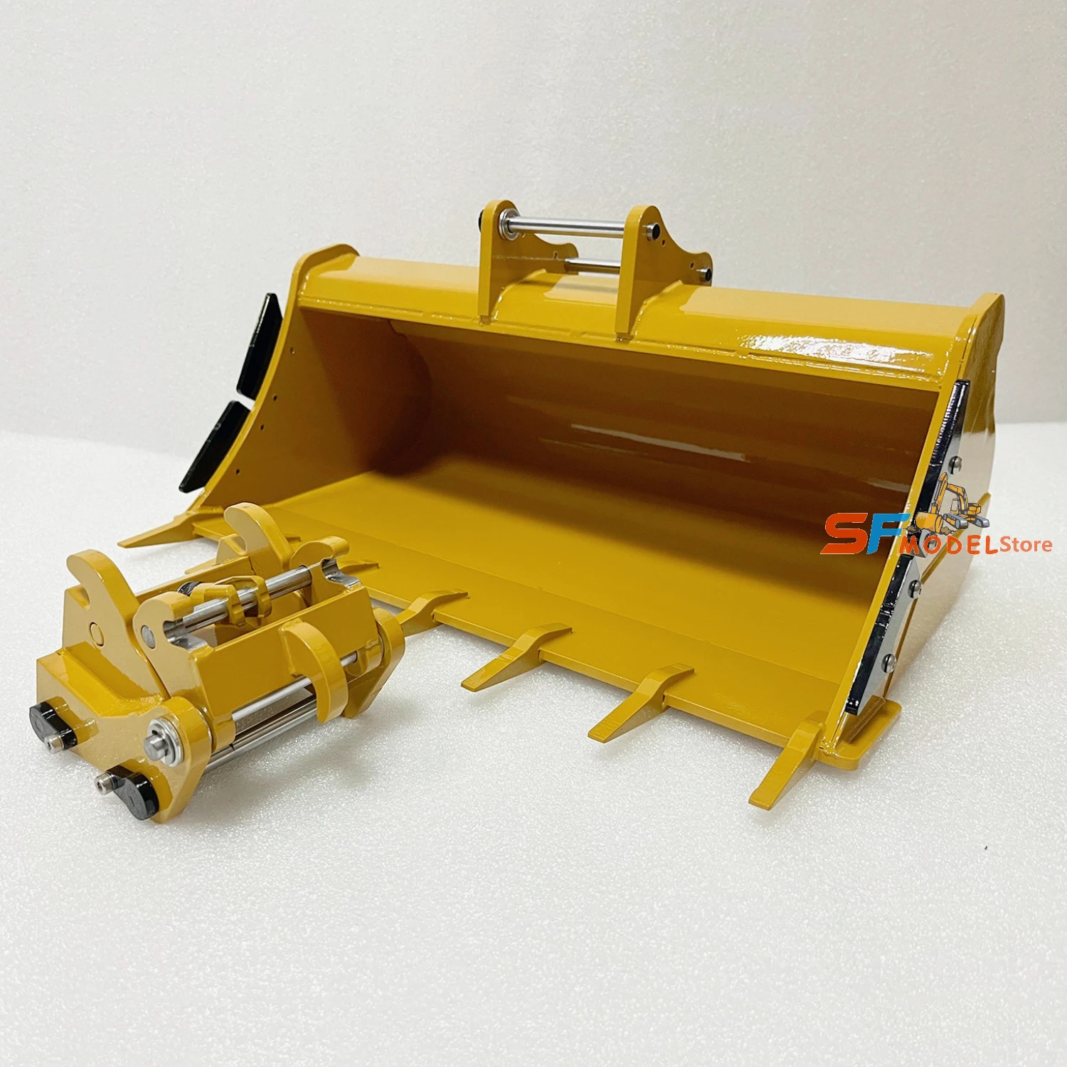 Balde de atualização de escavadeira rc 385cf, adequado para escavadeira hidráulica rc 1/8, balde de metal dedicado, acessórios de escavadeira de troca rápida