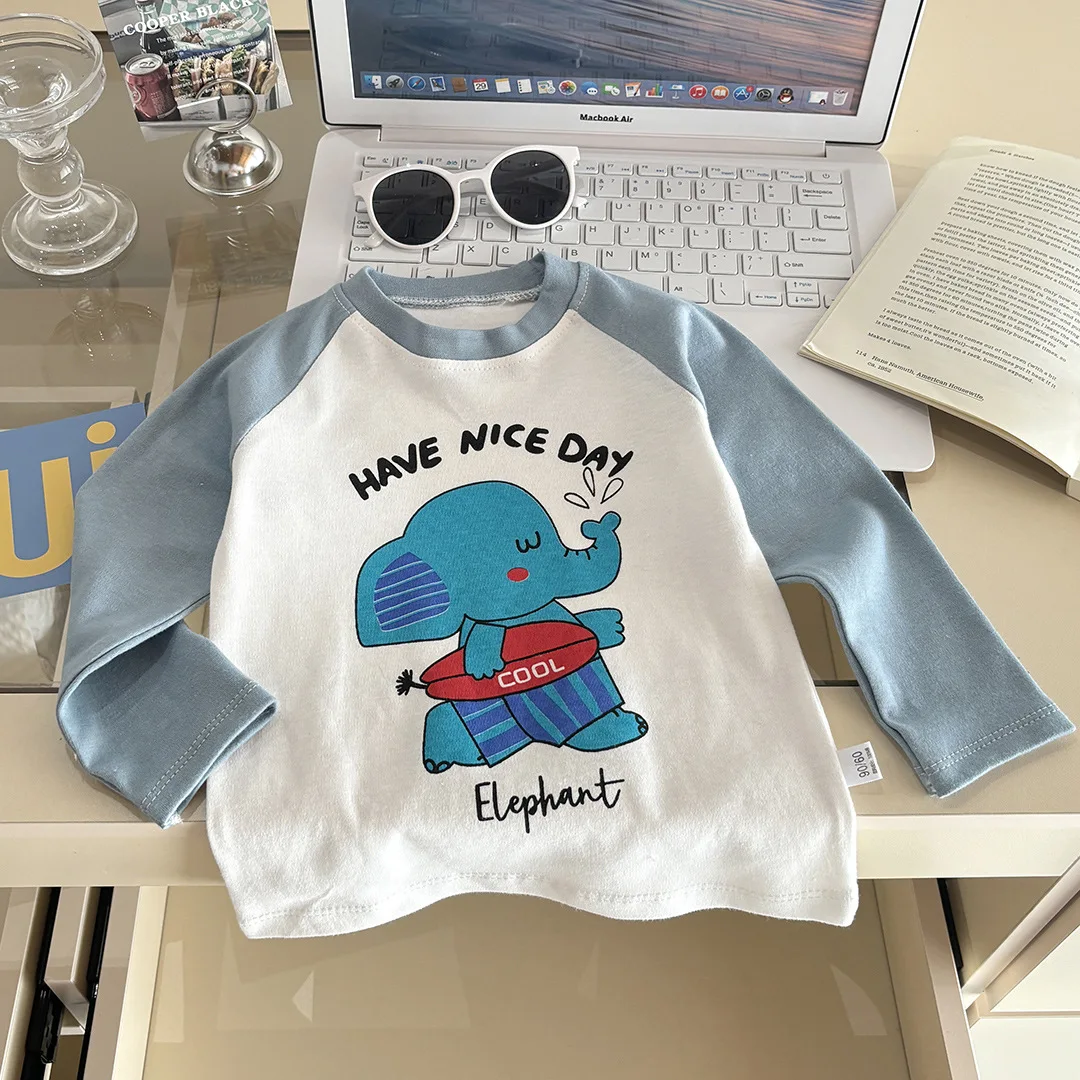 الأطفال طويلة الأكمام تي شيرت الخريف بلايز للأطفال الكرتون لطيف الأطفال تيز القطن طفل أسفل ملابس الطفل الملابس