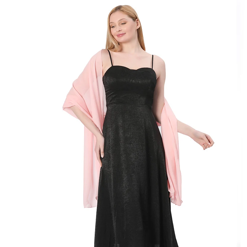 Monocromático Chiffon Xaile estendido para a senhora, noiva e madrinhas, vestido de casamento, Dinner Party, alta qualidade