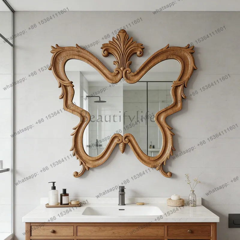 French retro butterfly decorative mirror wall hanging home living room corridor home bedroom makeup art mirror