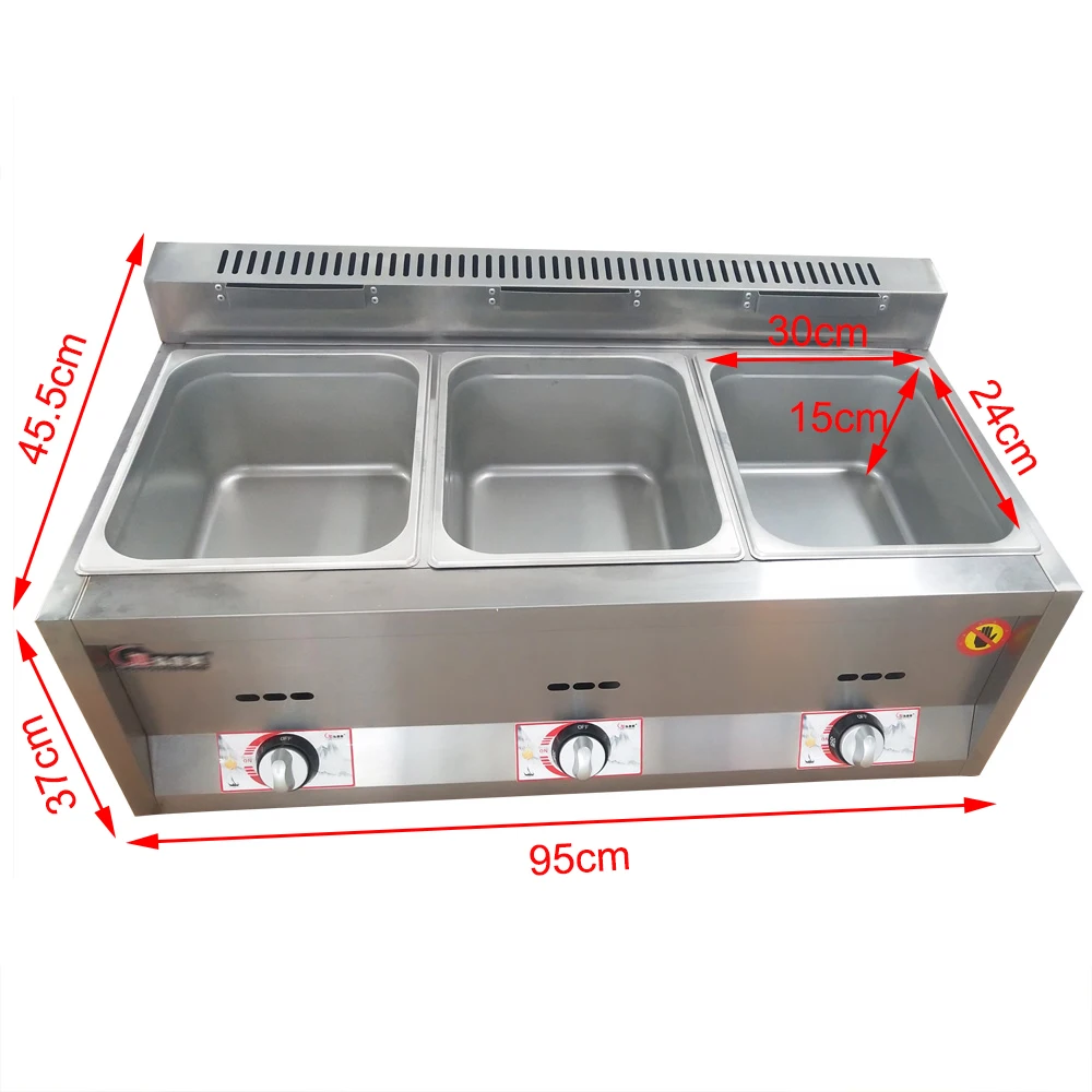 The 3-Pot Gas Food Heating Pot Can Use Both Natural Gas And Propane Stainless Steel Suitable For Restaurants And Hotels