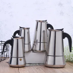 Moka Pot Stainless Steel Coffee Pot Stovetop Espresso Maker Percolator Coffee Maker 200ml/4 Cup with Electric Stove