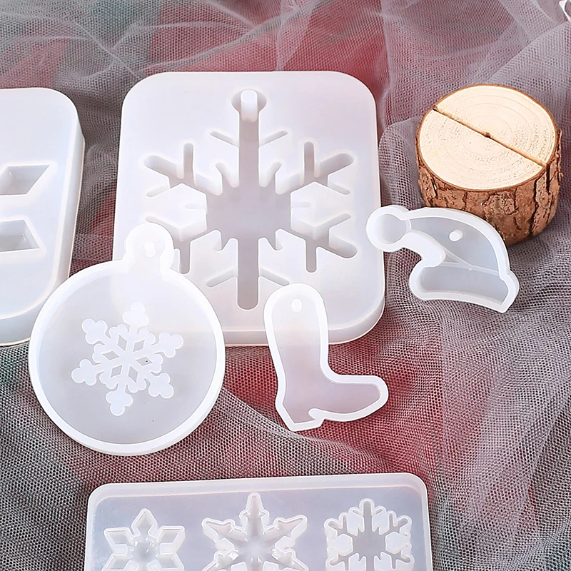 1PC DIY Crystal Keychain Hanging Necklace Jewelry Decoration Ornament Accessories Snowflake Pendant Mirror Silicone Mold