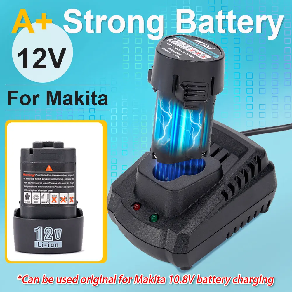 Charger for 12V Makita Model Lithium Battery+1500/2000mAh Battery Apply to Cordless Electric Drill Grinder Electric Saw
