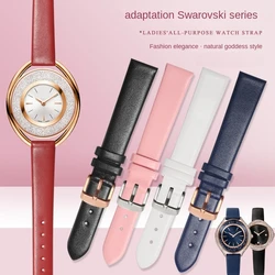 Women Genuine leather Watchband For Swarovski 5158544 5158972 5484058 5158517 fossil strap female wristband belt 12 14 16 18 20m