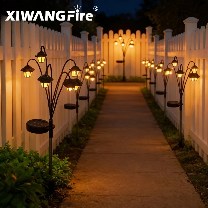 

Солнечный фонарь в ретро-винтажном стиле, 1 шт., 6 светодиодов, декоративный уличный светильник, IP65, водонепроницаемый, с функцией включения от заката до рассвета, для сада и двора