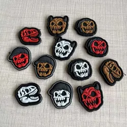 3CM /3D PVC Rubber Mini Tactical Backpack Patches,Funny Pumpkin Skull,Dinosaur Fossil Hook and Loop Badge Stickers,Morale Patch