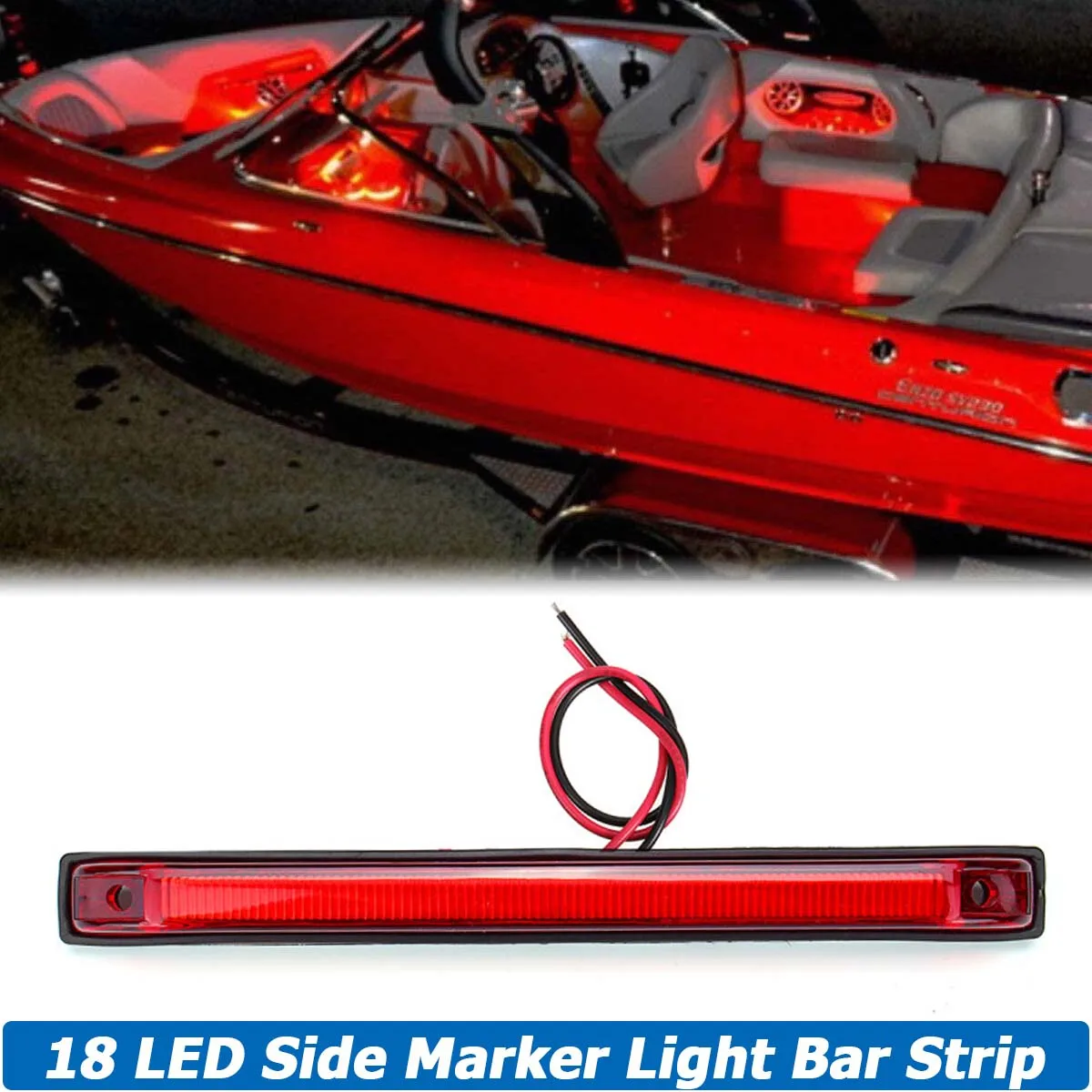 

Red 8'' 18 LED Side Marker Light Bar Strip Rear Fog Lamp Waterproof For Truck Trailer Lorry RV Boat 12V/24V Car Accessories