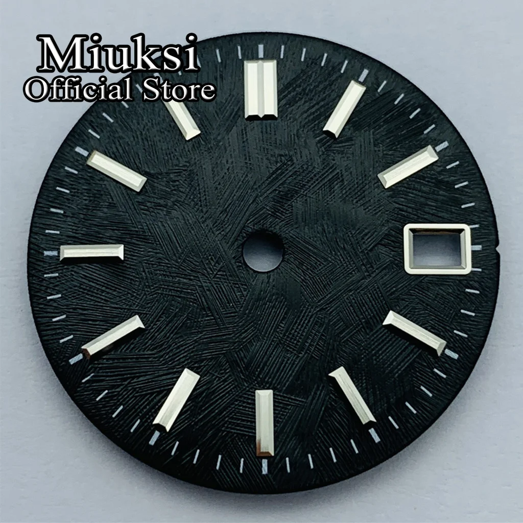 Miuksi 28.5mm silver blue pink sterile watch dial fit NH34 NH35 movement fit 3/3.8 o'clock crown view 5