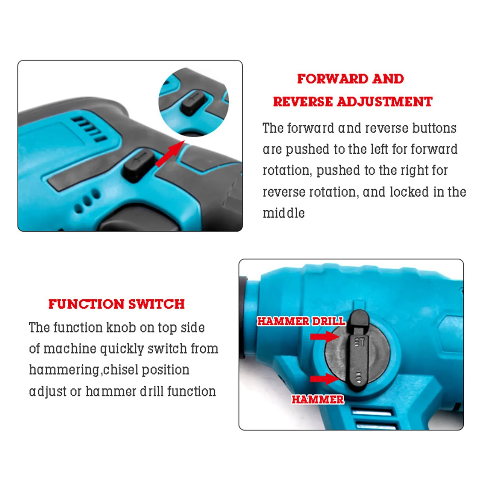 21V Rechargeable Brushless Cordless Rotary Hammer Drill Electric Hammer Impact Drill Expanding Screw Concrete Drilling Wall