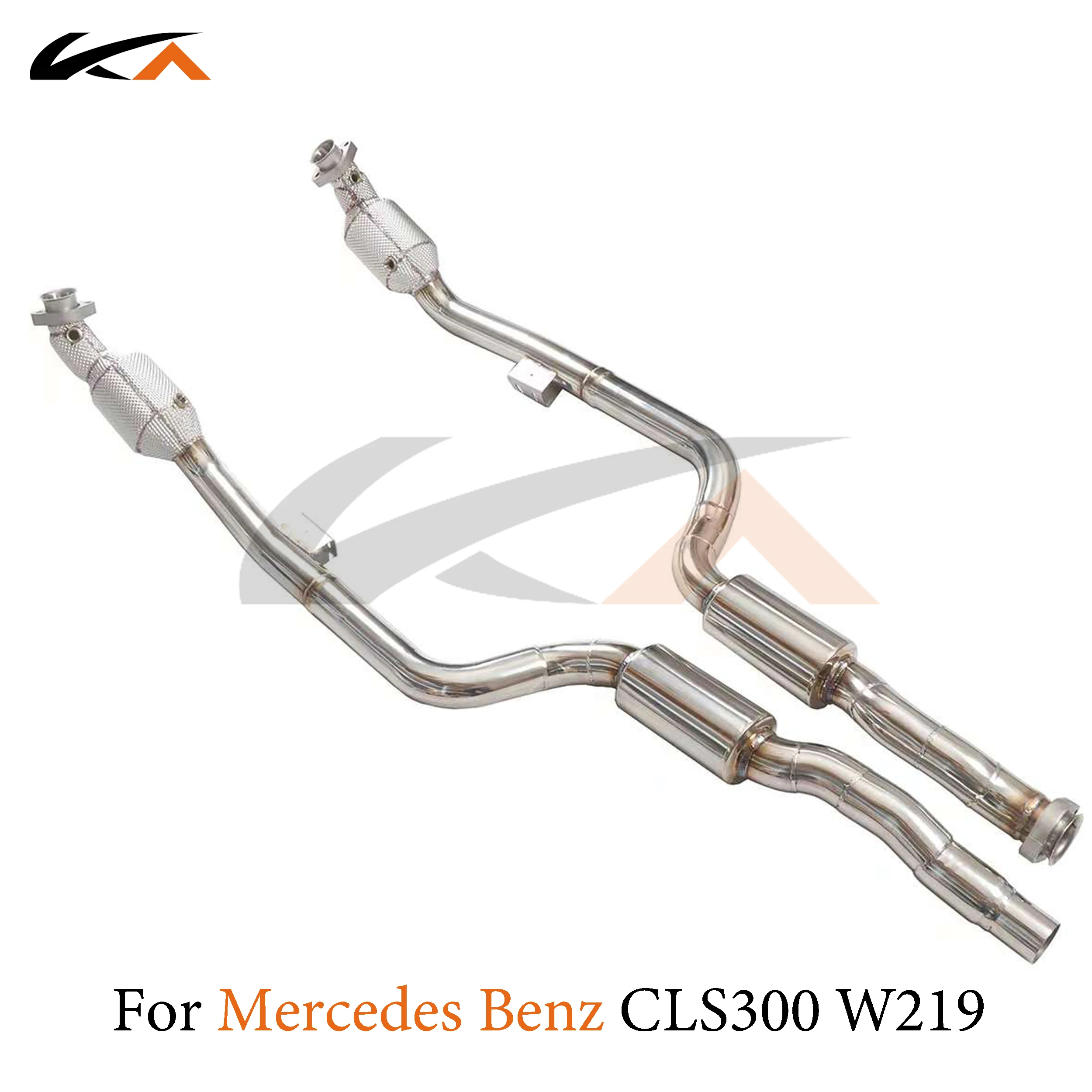 KA Tuning downpipe exhaust stainless steel headers for Mercedes-benz CLS300 W219 3.0L performance parts heat shield catted