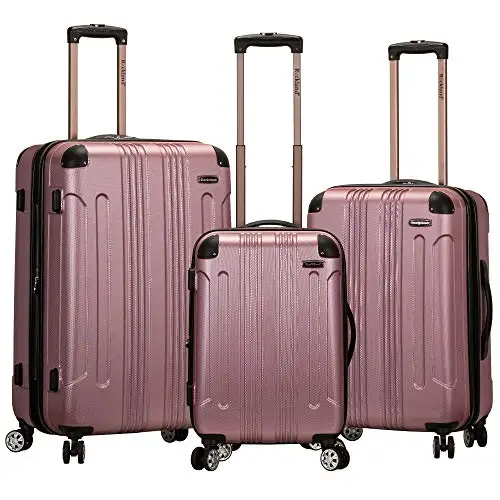 

Rockland London Hardside Spinner Wheel Luggage, Pink, 3-Piece Set (20/24/28)