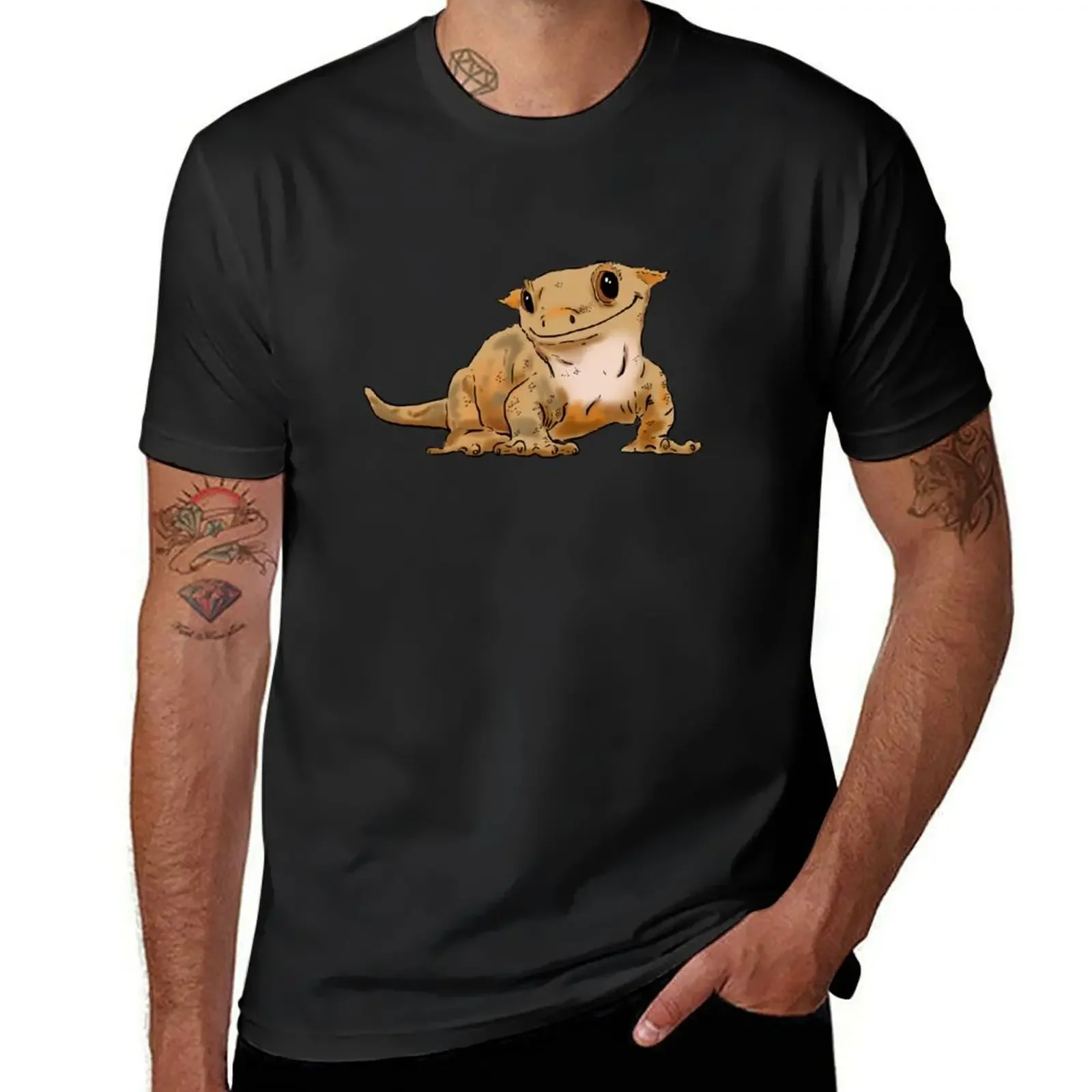 Smiling Crested Gecko, Cute Crested Gecko, Crestie Lover T-Shirt animal prinfor boys anime t shirts for men cotton