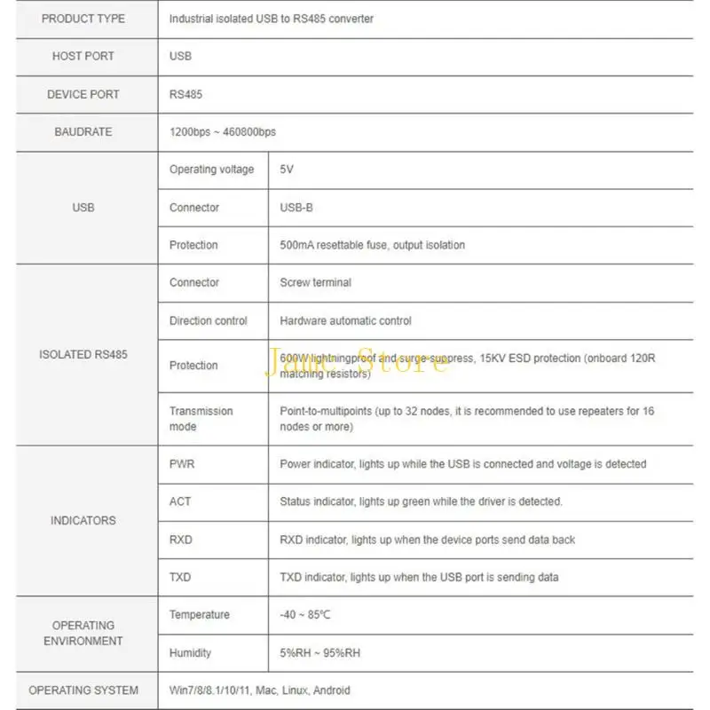 

LX0B USB to RS485 Converter RS485 Communication Module Expansion Board with Original CH343G and SP485EEN