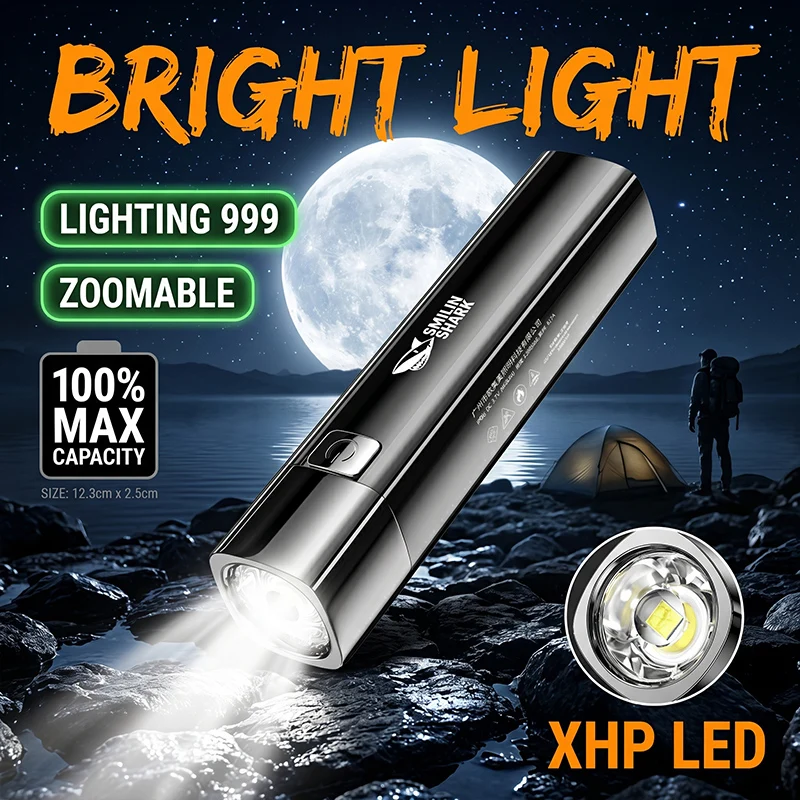 SMILING SHARK Mini Flashlight LED Rechargeable Torch Light 3Mode USB Pocket Light Small Flash Light Outdoor Lighting 617