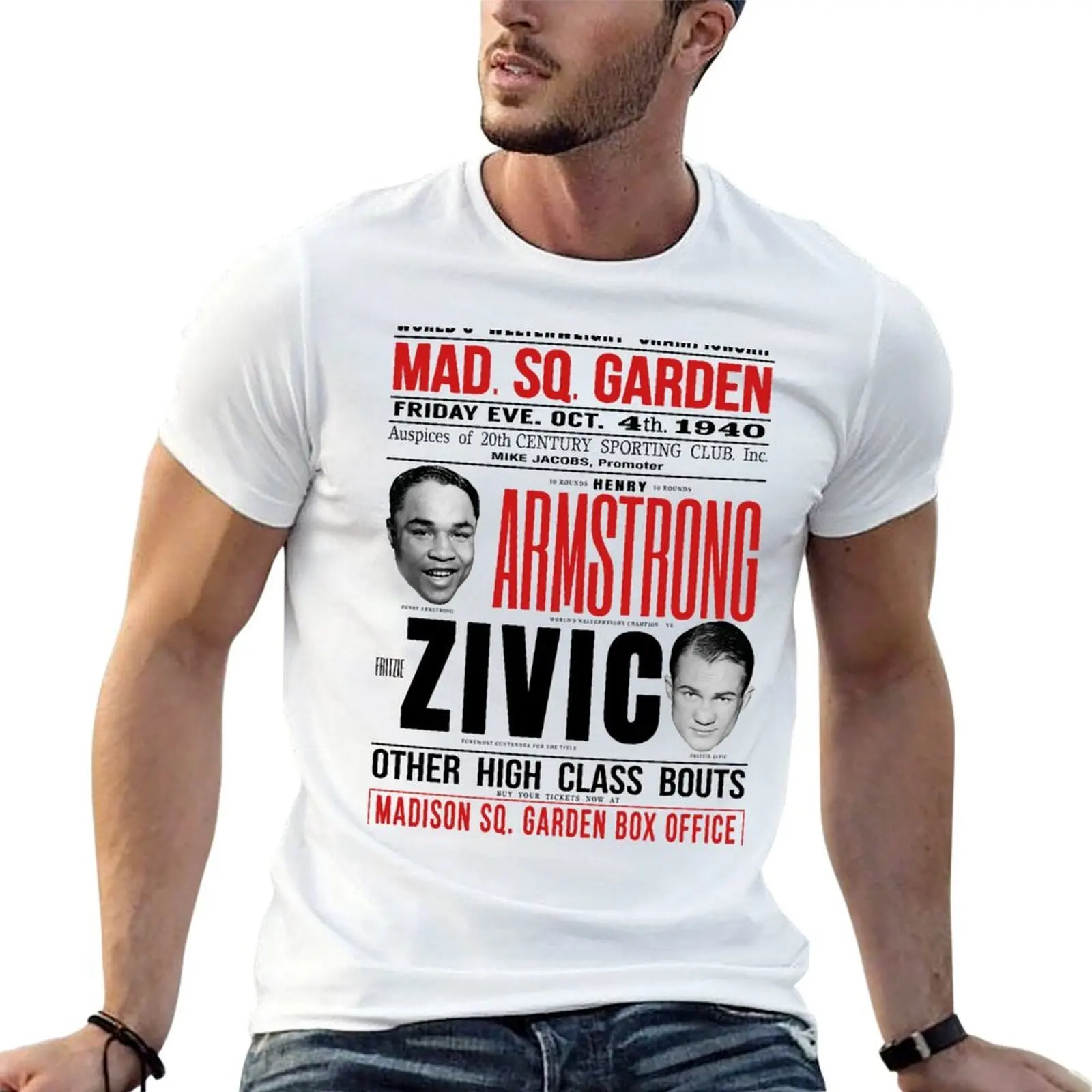 

Henry Armstrong vs Fritzie Zivic T-Shirt man t shirt graphic man t shirt cotton t shirt man casual T-shirt