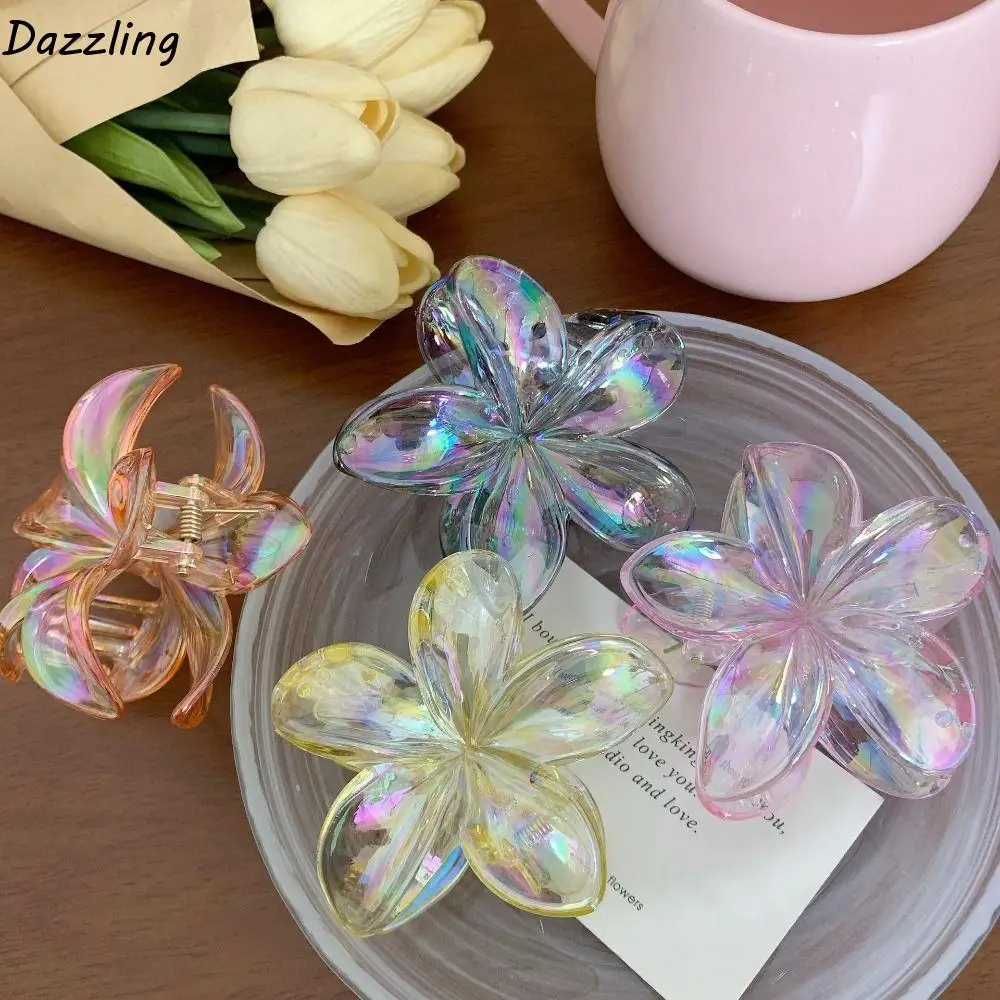 

Fashion Hairpin Flower Hair Clip Plastic Grab Clip Transparent Hair Clip Korean Style Geometry Large Hair Claw Streetwear