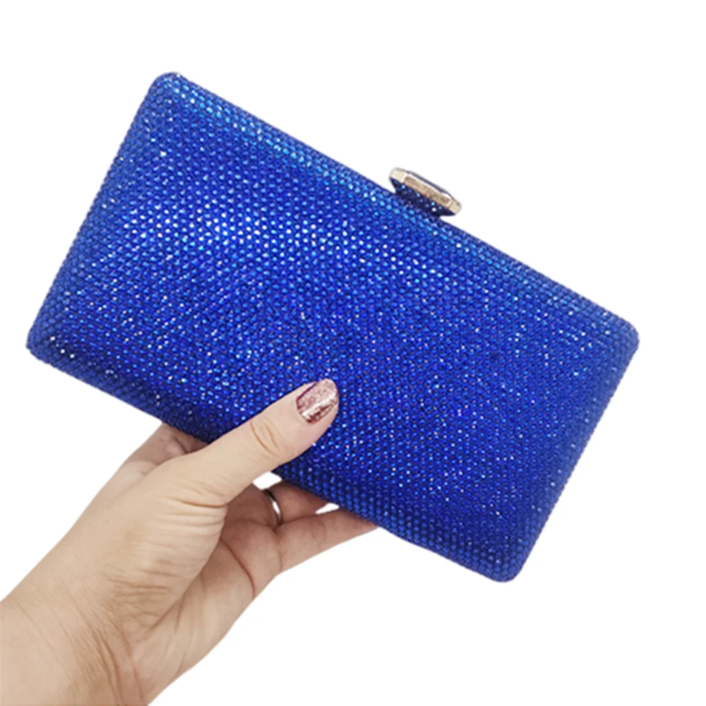 Chaliwini sky blue Women Crystal Clutch Evening Bags Wedding Bridal Rhinestone Box Handbags Party Dinner Diamond Purse