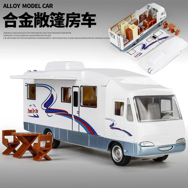 

1:30 Diecast Luxury RV Recreational Vehicle Car Model Metal Camper Van Motorhome Touring Catering Car Model Childrens Toys Gifts